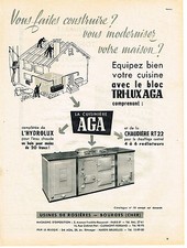 PUBLICITE ADVERTISING  1955   AGA   cuisinière usine de ROSIERES BOURGES