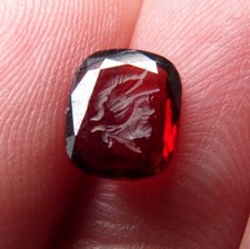 Sceau cachet grenat sculpté intaille 19e s  pour bague  seal garnet homme casqué