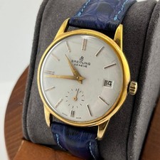 Rare BREITLING Vintage Manual Wind White Dial Date Watch 37mm Working FromJP