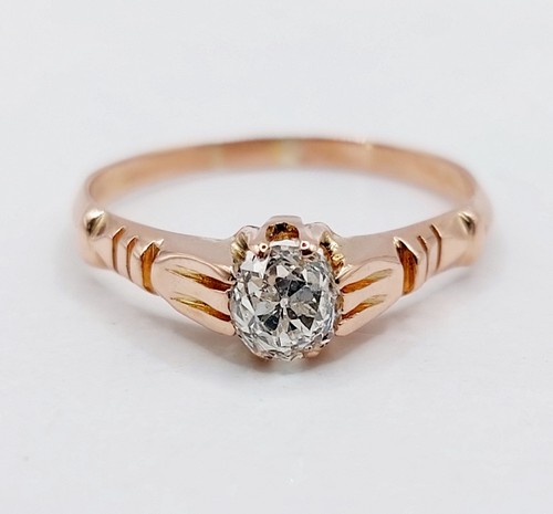 Bague solitaire antique - , or