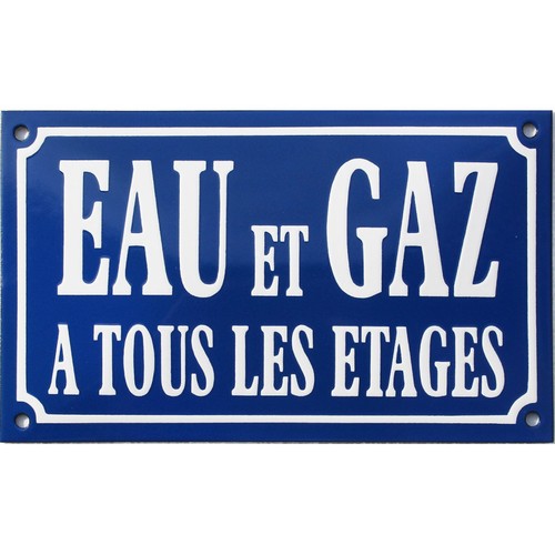 Plaque rue émaillée - :, eau