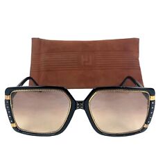 Ted Lapidus VTG 70s 80s Sunglasses Black & Gold Crystal Rhinestone Paris FRANCE
