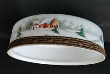 SUSPENSION LAMPSHADE OPALINE SNOW DECOR HAND PAINTED ART DECO