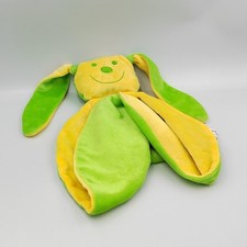 Doudou plat lapin jaune vert
