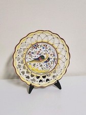 Openwork earthenware plate, painted decor 18th century style, 24.5 cm, very good condition 