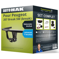 Attelage pour Peugeot 207 Break SW 07- col de cygne Auto Hak + Faisceau u. 7 br.