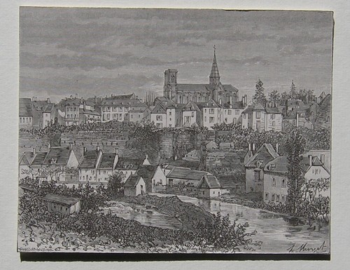 Gravure 1886 semur cote or - cote, d'or