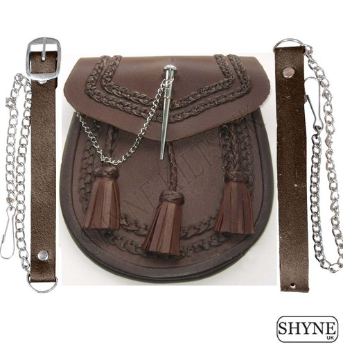 Kilt sporran marron - sporran, cuir