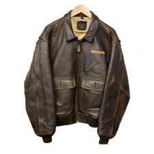 AVIREX Leather Blouson Jacket Zip-Up Size M Brown From Japan 0104285K Authentic