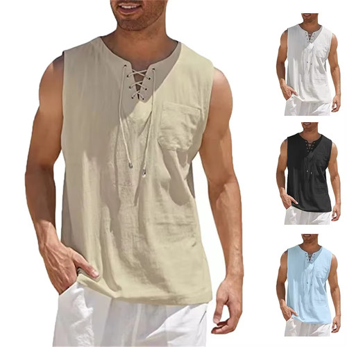 Gilet homme coton - lin, rétro