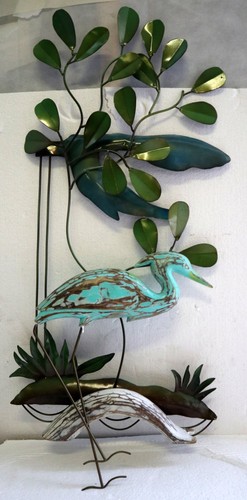 Panneau métal avec flamant - panneau,
