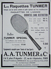 1914 AA.TUNMER & C° PRESS ADVERTISEMENT FOR TENNIS