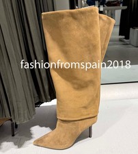 ZARA NEW WOMAN SPLIT LEATHER HEELED BOOTS SANDY BROWN 35-42 2009/610/107