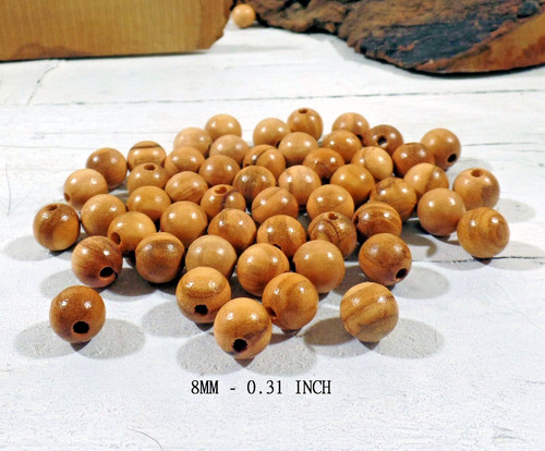 Perles bois olivier 8mm - perles, en