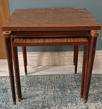 Rare 3 Piece Set of Vintage Stacking Tables with Formica Tops