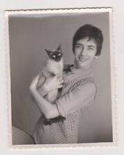 Young Woman with Siamese Cat Film Photo ? Vintage Authentic Portrait