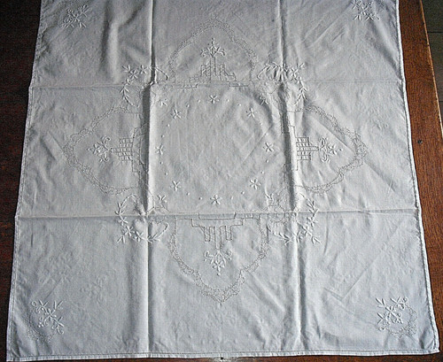 Nappe thé ancienne brodée - nappe, à