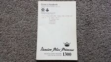 VANDEN PLAS 1300 OWNERS HANDBOOK 1972