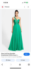 Sherri Hill Emerald Green One Shoulder Prom Pageant Formal Gown $600 6