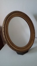 OLD OVAL FRAME MIRROR ICE GOLD FRAME VINTAGE PLASTIC DECORATION