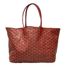 Auth GOYARD Saint Louis PM Red Coated Canvas Leather Tote Bag
