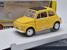 Fiat 500 F Yellow - Burago - 1/24 Scale