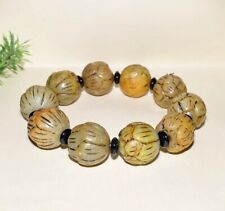 Certified 100% Hetian Jade Lotus flower Bracelet Bracelets 和田玉莲花手链