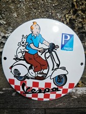 Plaque émaillée TINTIN VESPA
