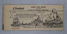 Vintage Disneyland  Unused  Adult Ticket Magic Kingdom Mountain Train Ship 1960s