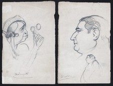 Mistinguett Actrice Chanteuse Pierre Alcover Acteur Dessin De Caulaert