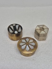 Lot 3 Pilulier/ Boîtes à Pilule Laiton et Nacre