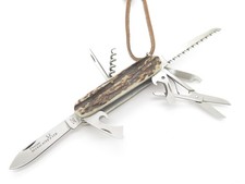 Vtg Aitor Spain Precise Deerslayer 3.5 Stag Multi Tool Army Folding Pocket Knife