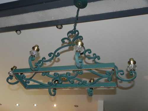 Lustre feux fer forgé verre - 6,