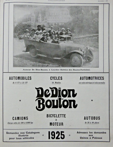 Publicité presse 1925 autocar - presse,