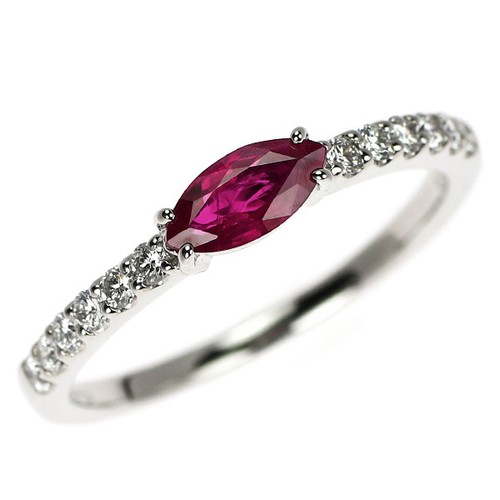 Bague diamant rubis - , marquise