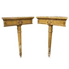 Pair of consoles incignures, gilded wood, Louis XVI style