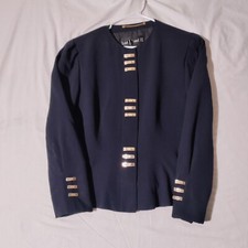 LOUIS FERAUD Vintage Cropped Jacket US 12 Hidden Buttons Germany - Imperfect