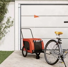 Remorque De Vélo Animaux Chien Chat Chariot 3 Roues Poussette Orange Drapeau