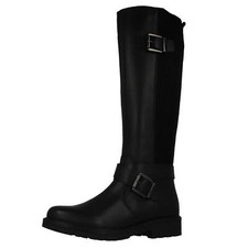 Femmes Remonte 'R6593' Cuir Noir Longueur Genou Bottes Avec Extensible Panneau