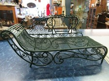 Beautiful Vintage Metal Chaise Lounge for Fairy Garden or Dollhouse 10"