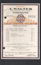 (old papers, advertising to) Gertwiller (37 wine price A WALTER March 1935 P13156