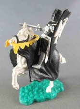 Timpo Middle Ages Medieval Knights Black Knight Sword White Prancing Horse Capar