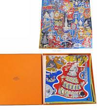 Unused w/box HERMES Carre 90 Exposition Universelle Silk Scarf  / US duty free