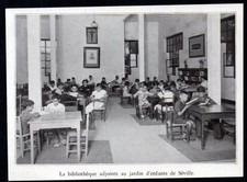1938  --  ESPAGNE  BIBLIOTHEQUE ADJOINTE AU JARDN D ENFANTS A SEVILLE   3M435