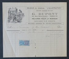 Invoice 1923 BINDER DU JOURNAL L ILLUSTRATION DUPONT PARIS illustrated header 38