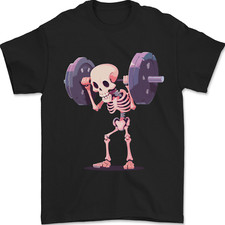 Gym Skeleton Bodybuilding Training Top Mens T-Shirt 100% Cotton