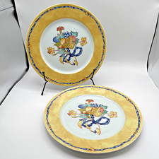 Borghese by Bernardaud Limoges France - 2 Dinner Plates Yellow Band - 10.5"