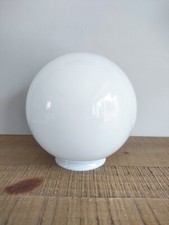 Antique Globe Ball Lampshade in White Glass Chandelier Light - Vintage 