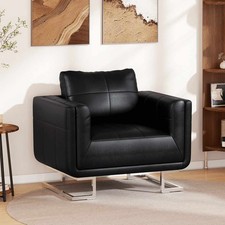 Fauteuil Cube en cuir Noir