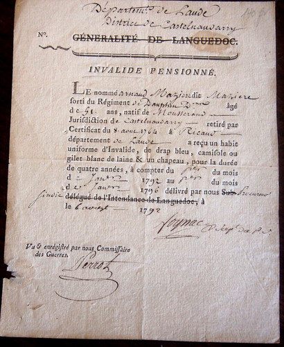 1792 cerfificat pour soldat - 1792,